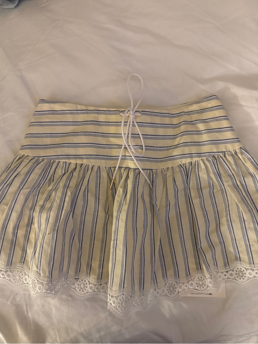 Sandro Rosee yellow blue stripe skirt skort NWT - Picture 6 of 6